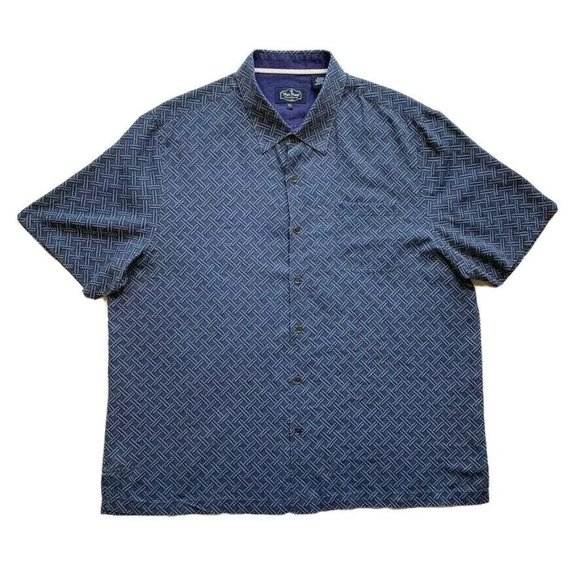 Nat Nast Luxury Originals Shirt Mens XL Silk Blend Geometric Short Sleeve Vented - Picture 1 of 12